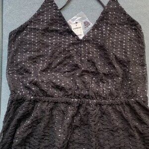 Express Women's Sequin Spaghetti Black Blouse, Size M, NEW with tags